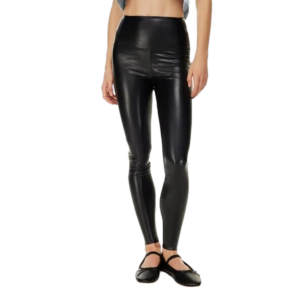 Aritzia Wilfred Daria High Rise Faux Leather Black Pant Leggings - Small